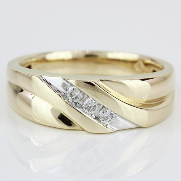 Vintage 10k Yellow Gold Men's Diamond Wedding Band Ring by SHR Jewelry - Picture 1 of 6